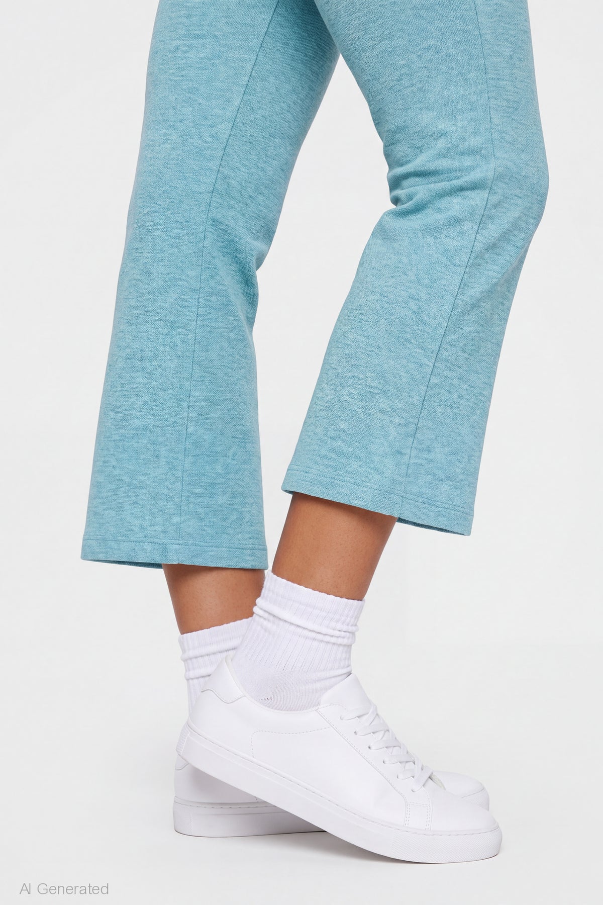 Alt View 4. Foldover Waist Capri - Turquoise