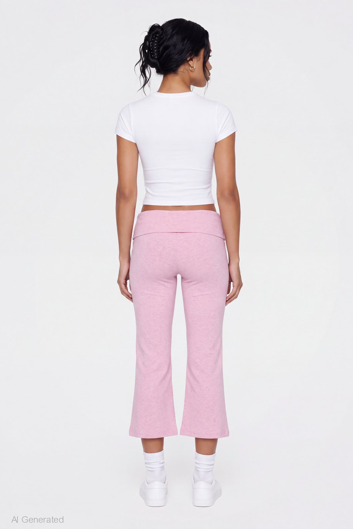 Alt View 2. Foldover Waist Capri - Pink