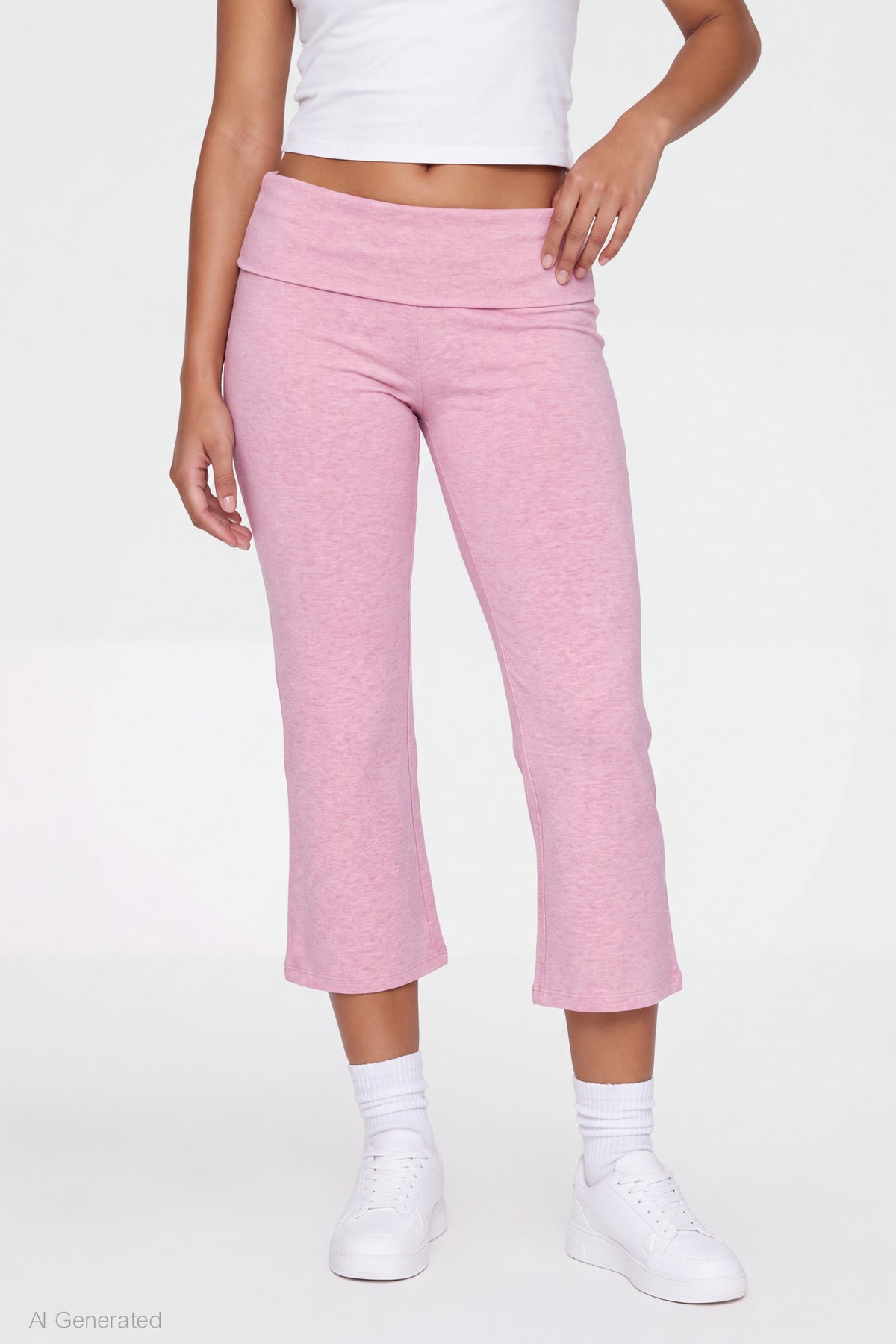 Alt View 3. Foldover Waist Capri - Pink