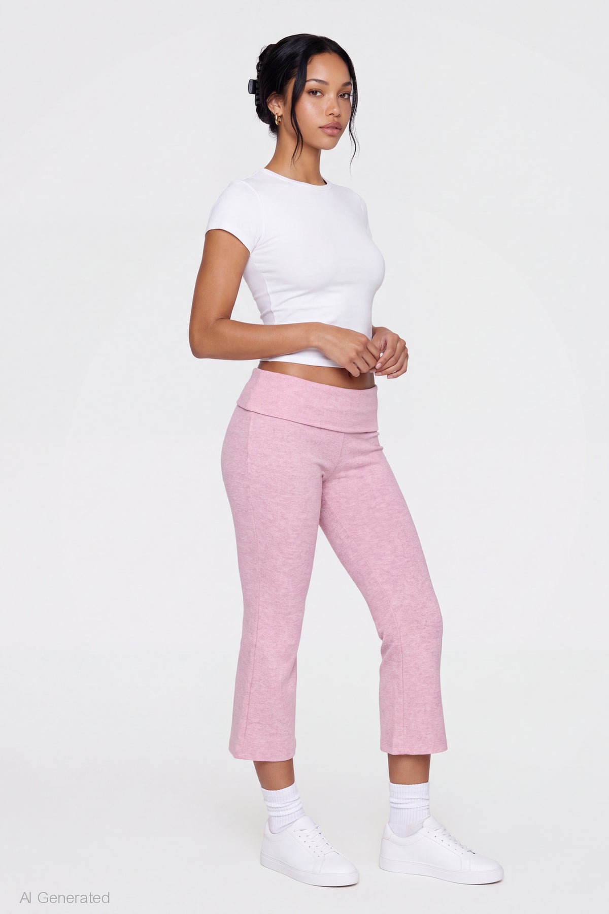 Foldover Waist Capri - Pink