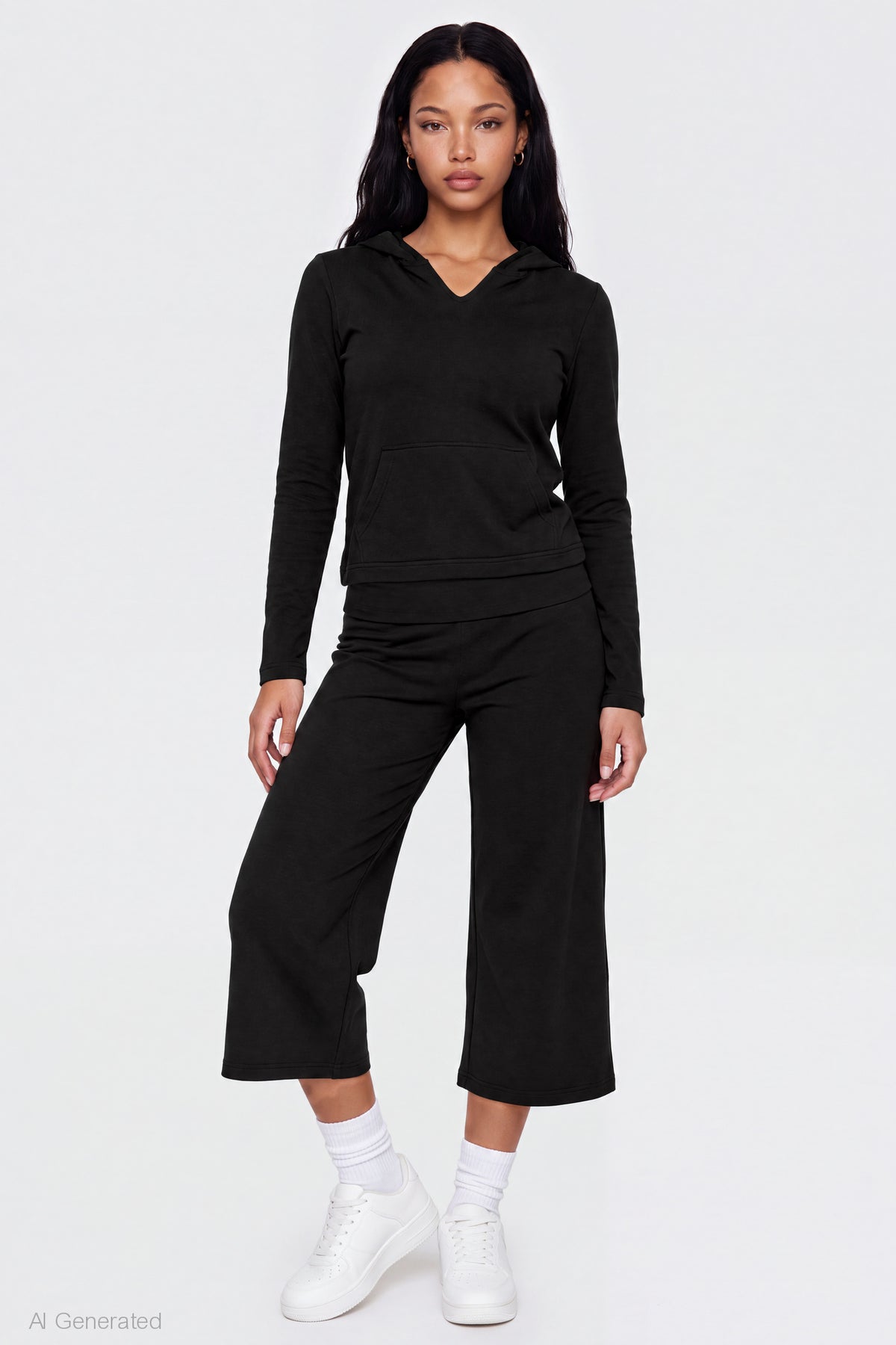 Foldover Waist Capri - Black