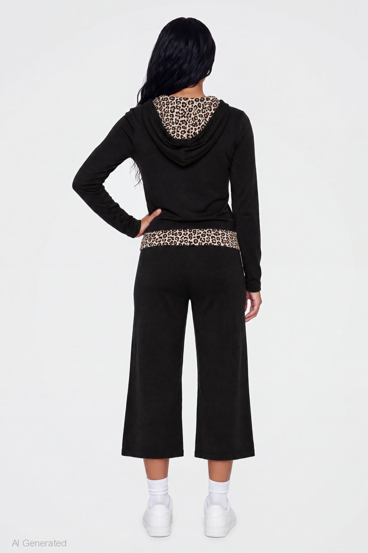 Alt View 2. Foldover Waist Capri - Jet Black