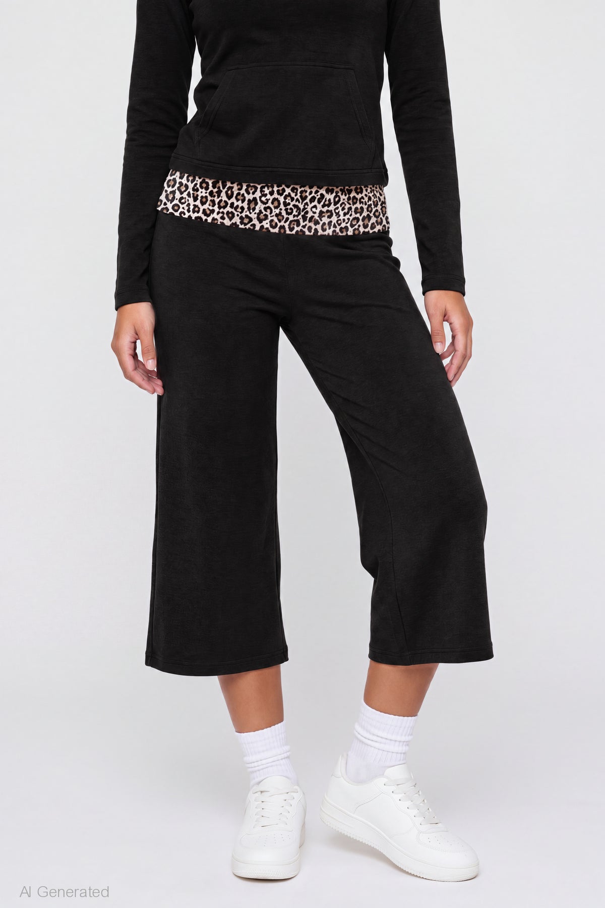 Alt View 3. Foldover Waist Capri - Jet Black