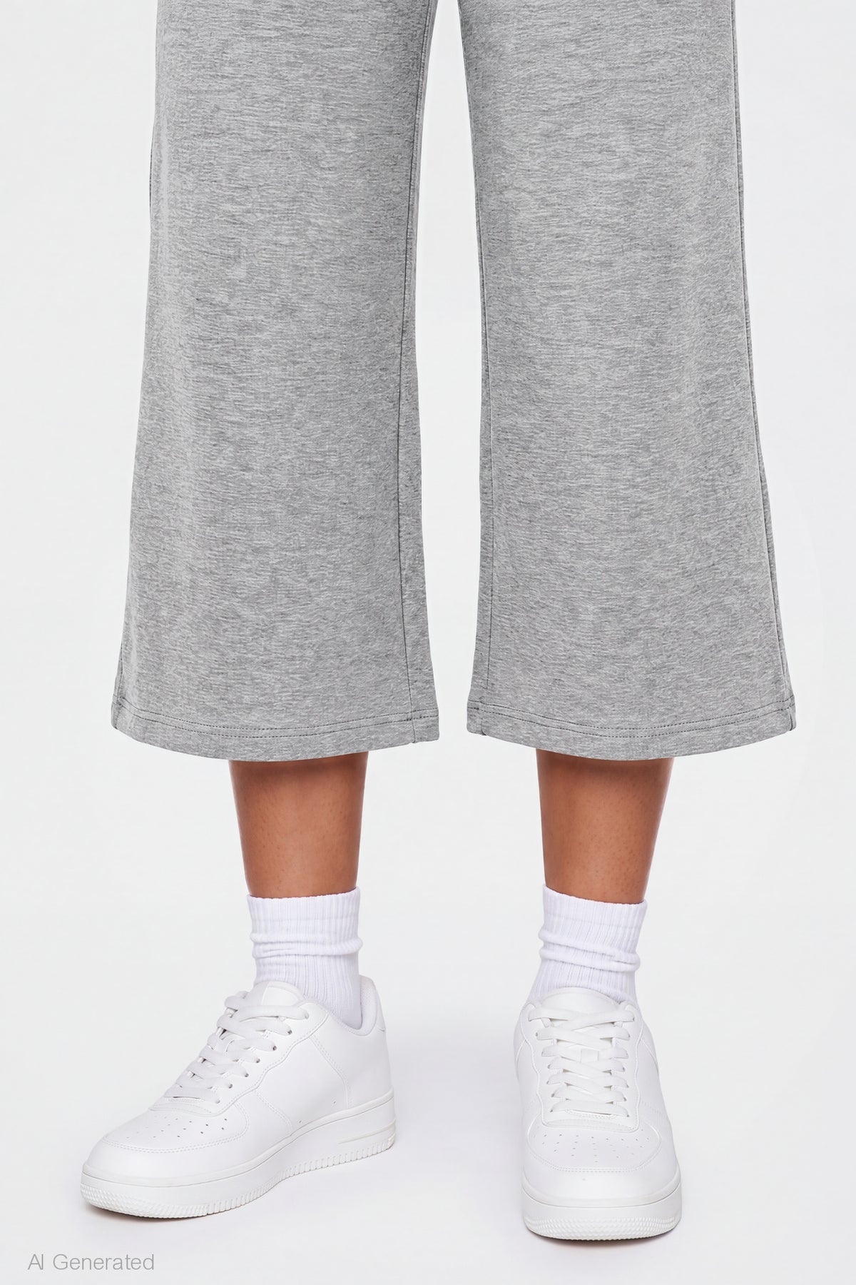 Alt View 4. Foldover Waist Capri - Heather Grey