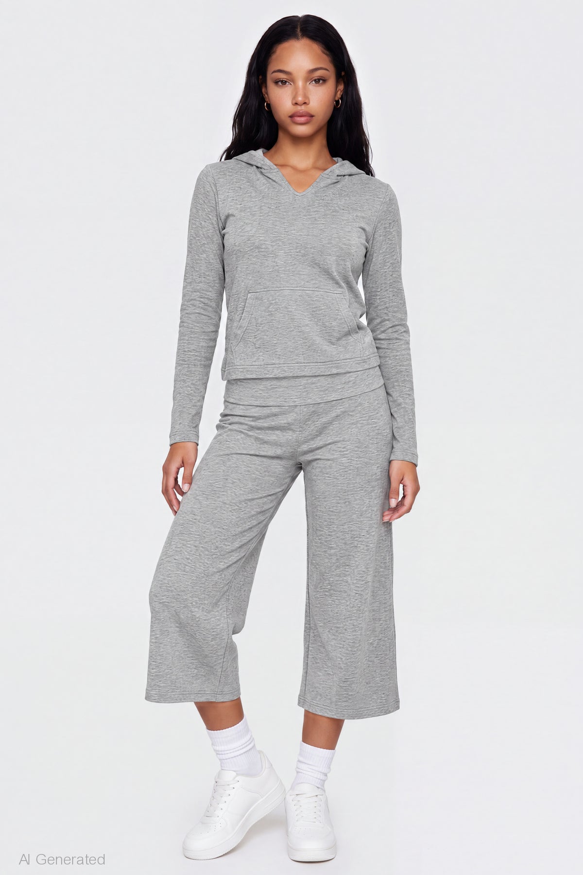 Foldover Waist Capri - Heather Grey