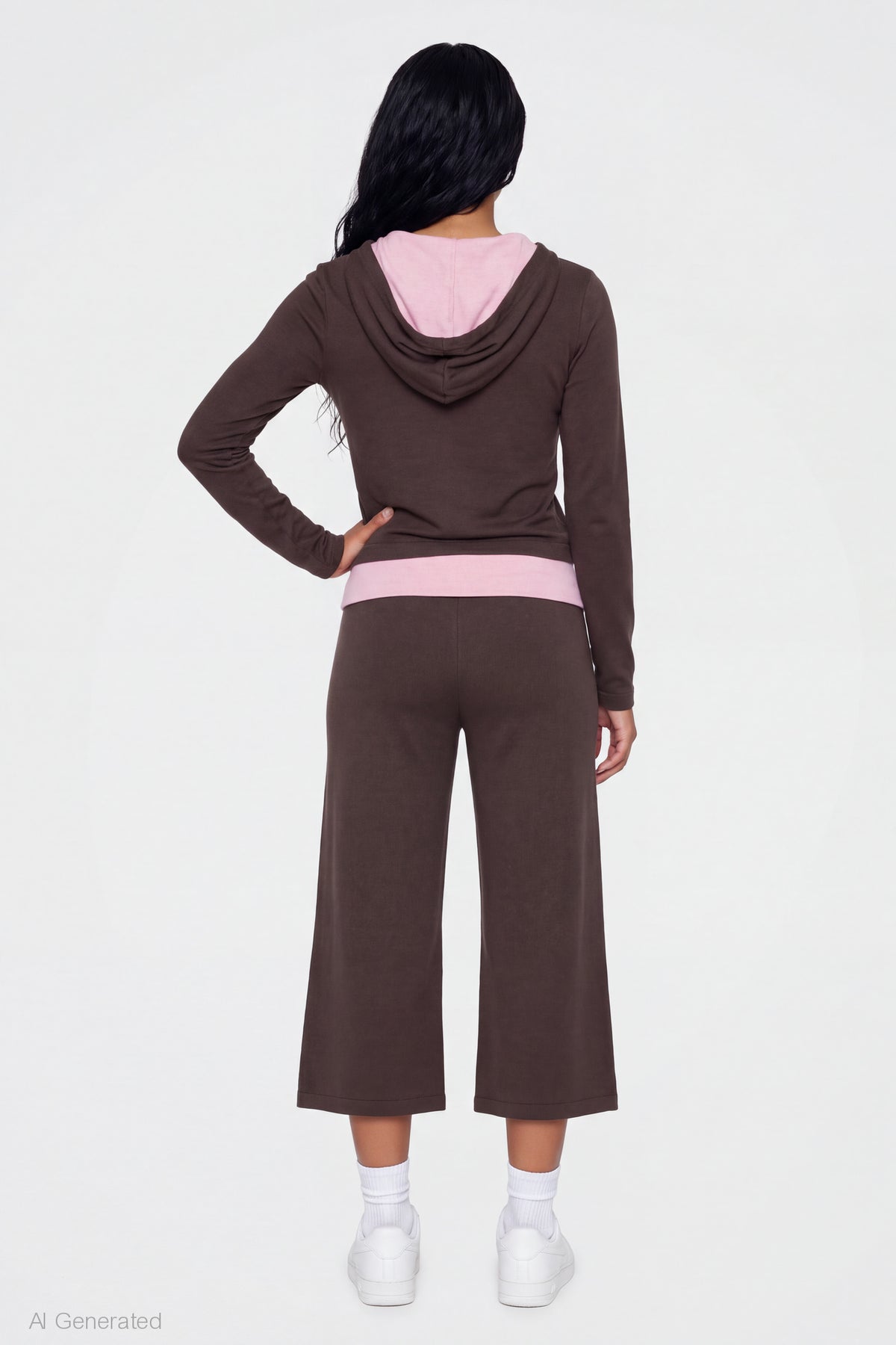 Alt View 2. Foldover Waist Capri - Brown