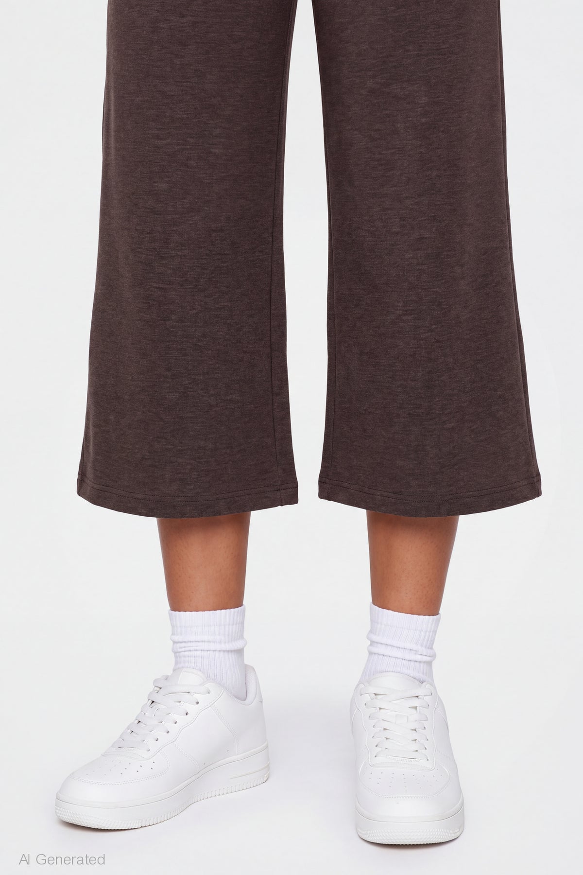 Alt View 4. Foldover Waist Capri - Brown