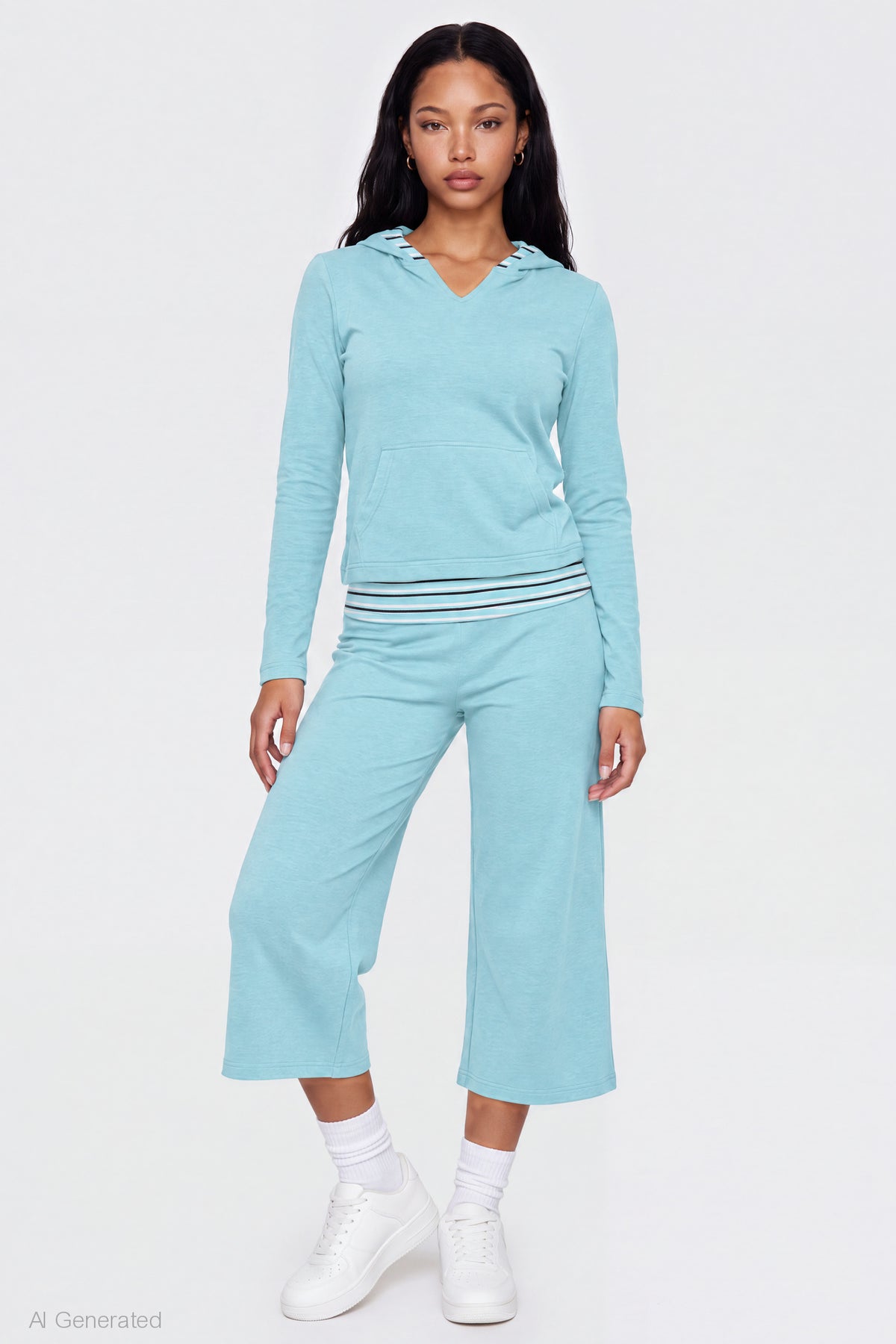 Foldover Waist Capri - Turquoise