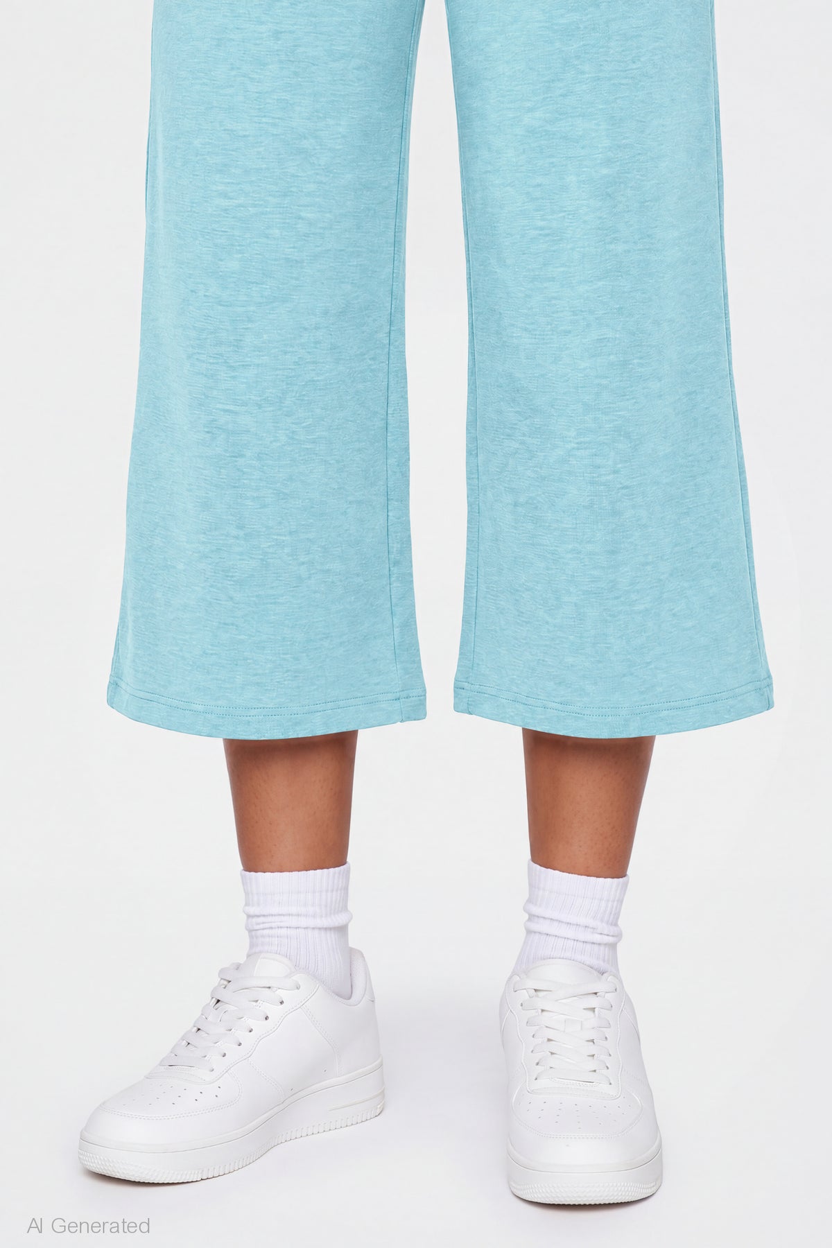 Alt View 4. Foldover Waist Capri - Turquoise