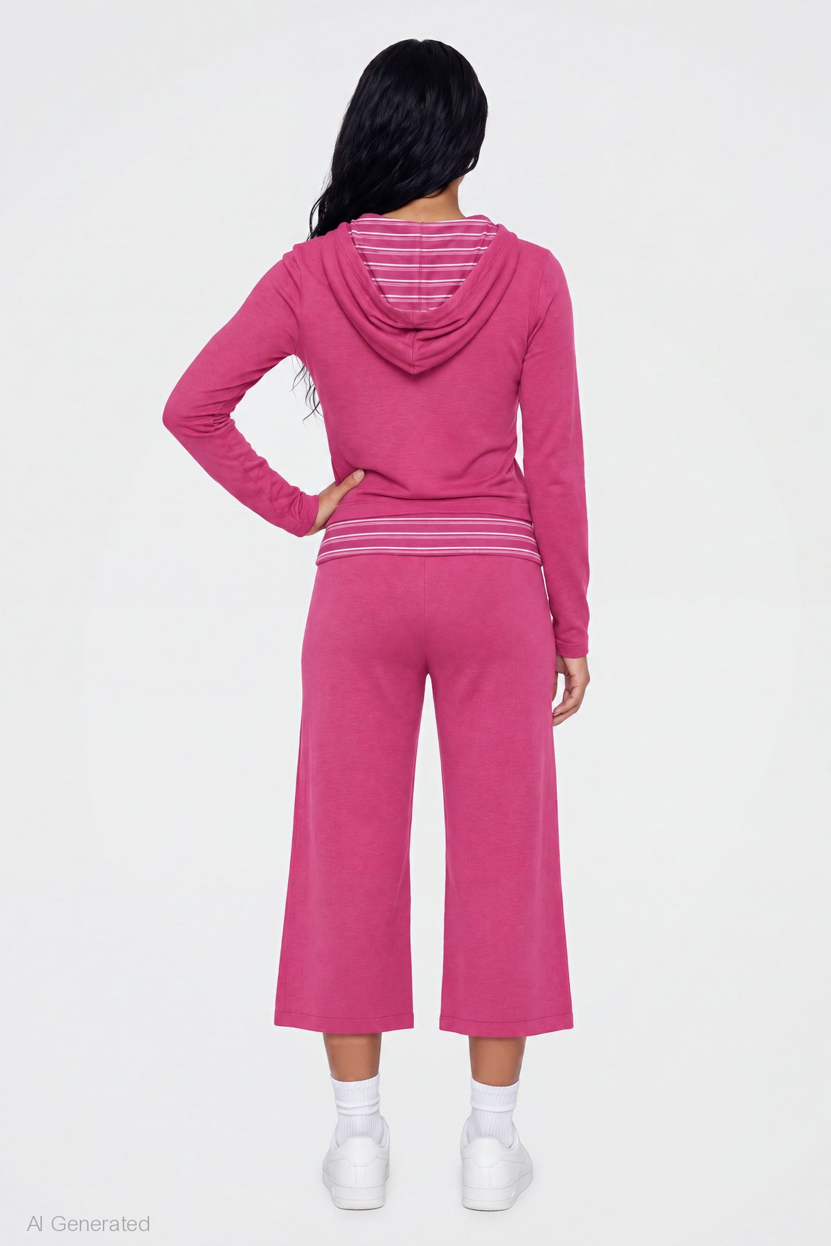 Alt View 2. Foldover Waist Capri - Fuchsia