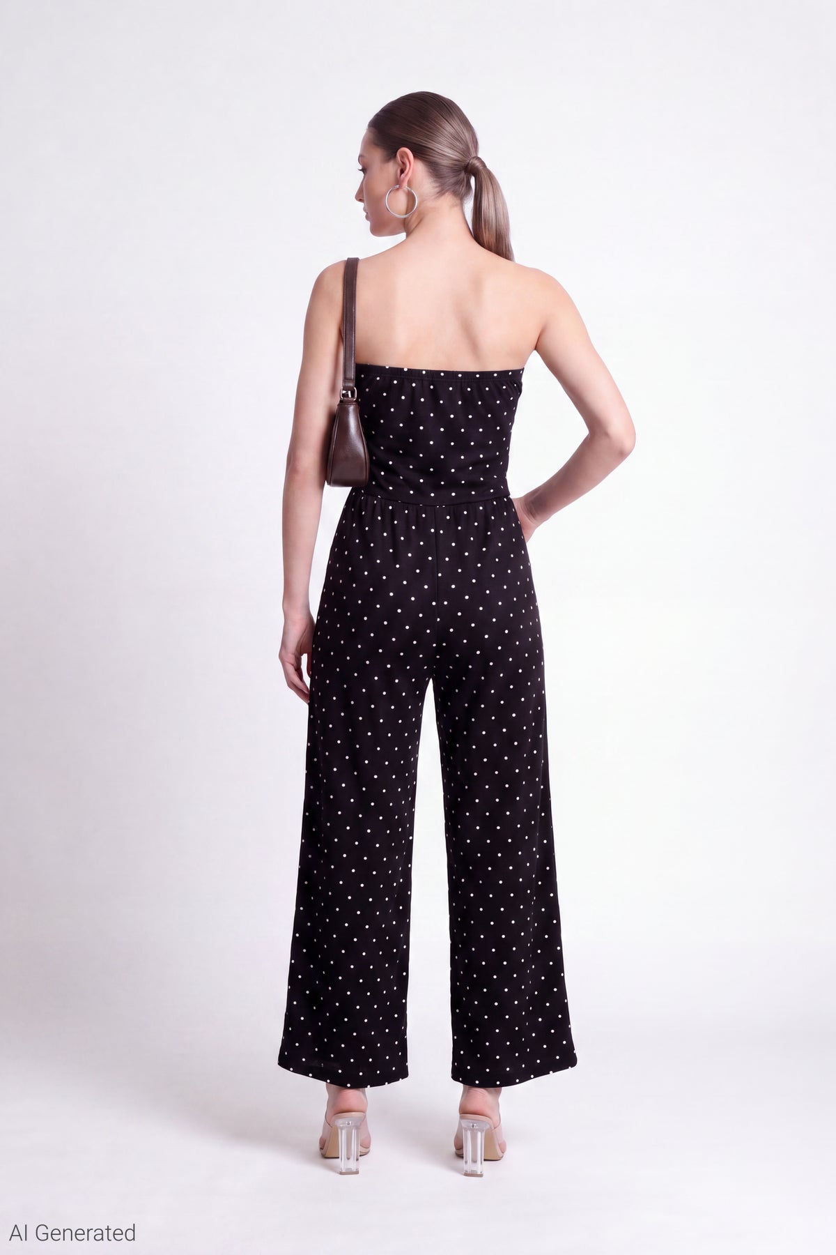Alt View 2. Strapless Wide Leg Jumpsuit - Black