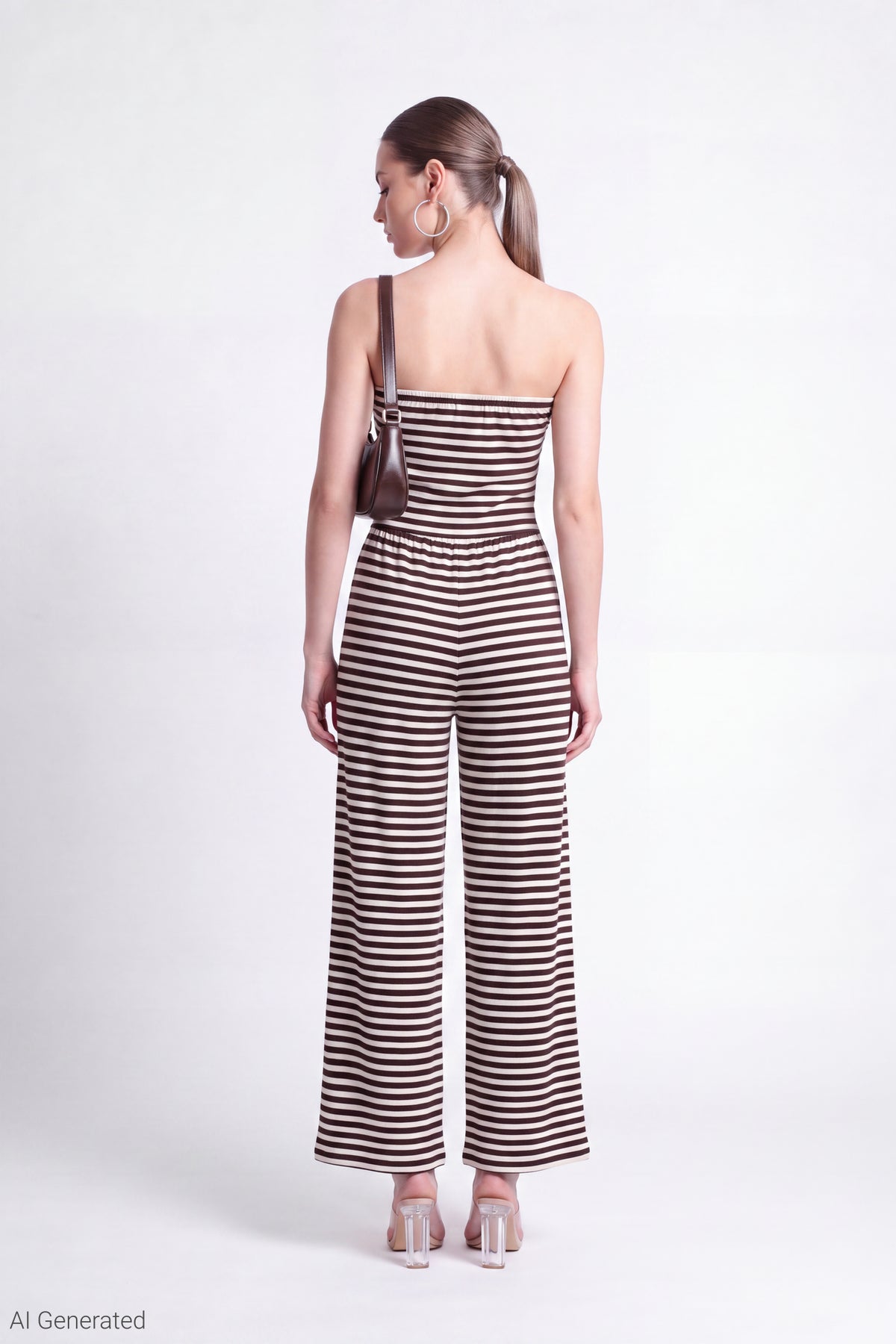 Alt View 2. Strapless Wide Leg Jumpsuit - Brown