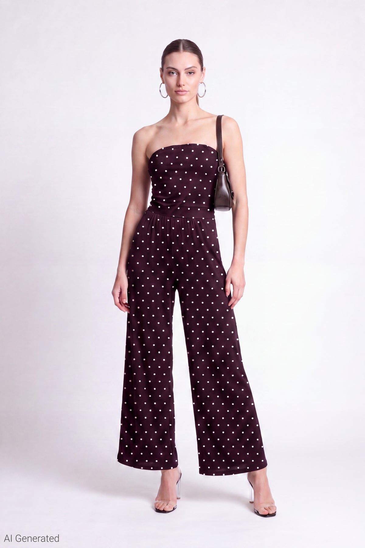 Strapless Wide Leg Jumpsuit - Burgundy