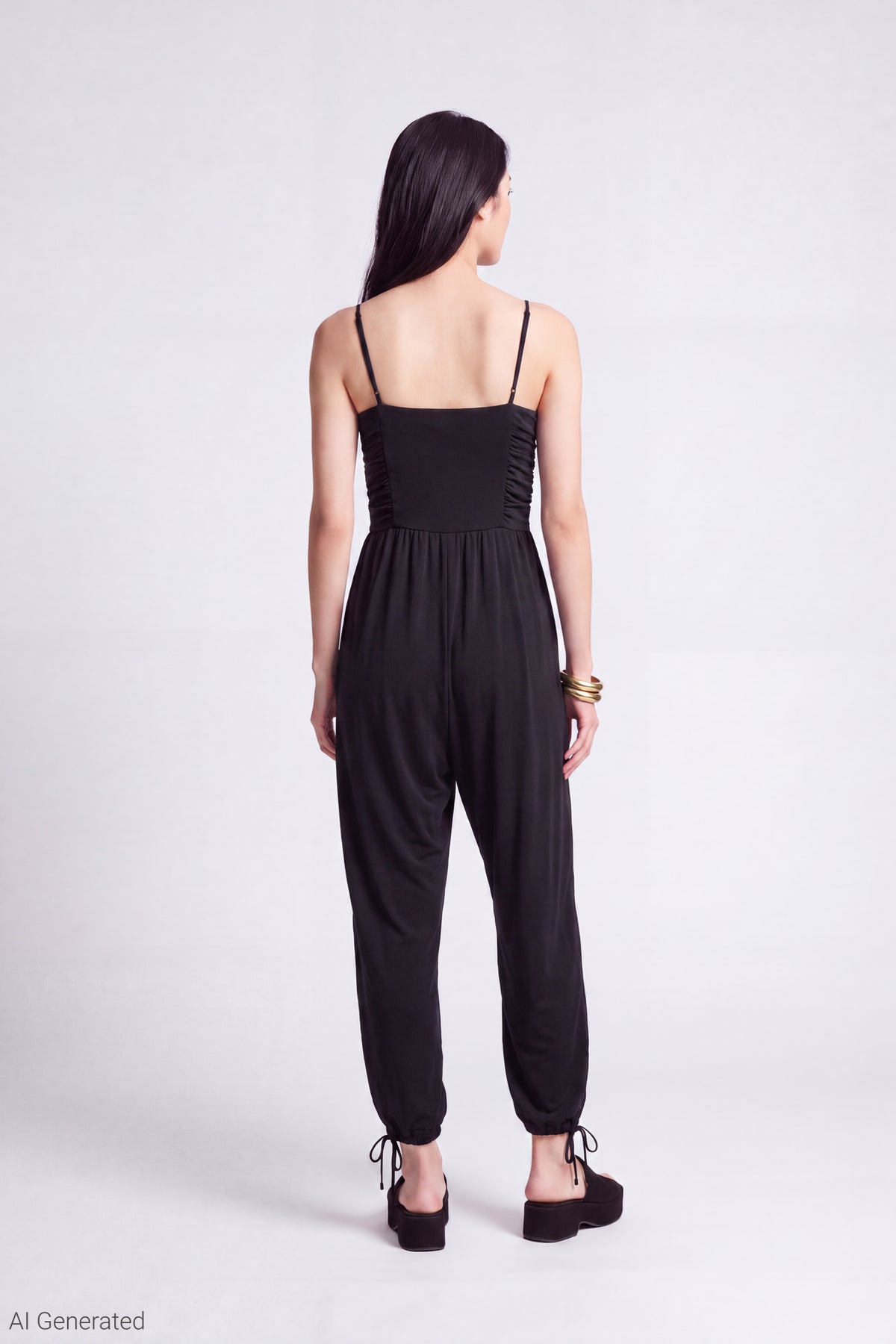 Alt View 2. Ruched Jumpsuit - Black