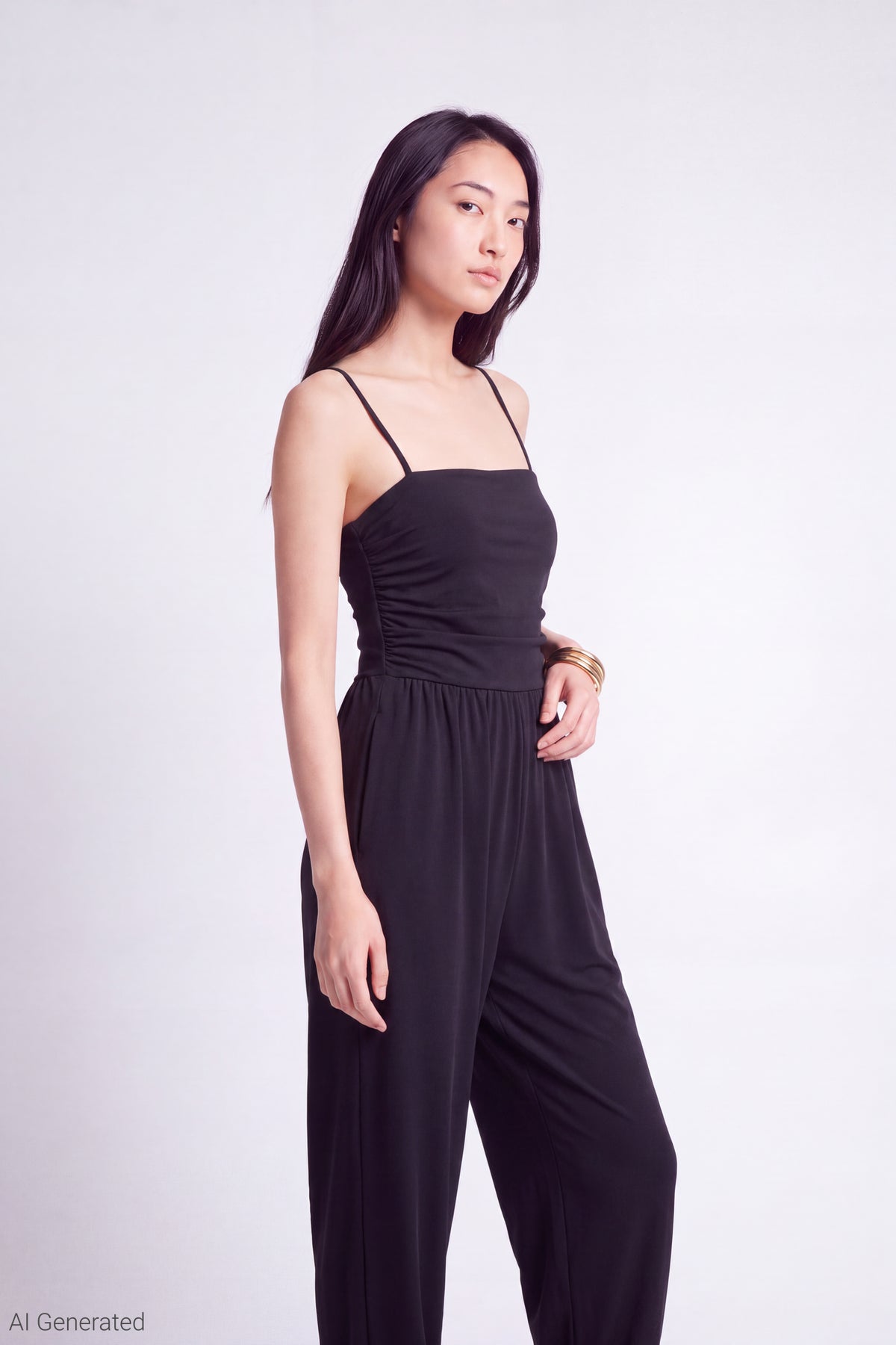 Alt View 3. Ruched Jumpsuit - Black