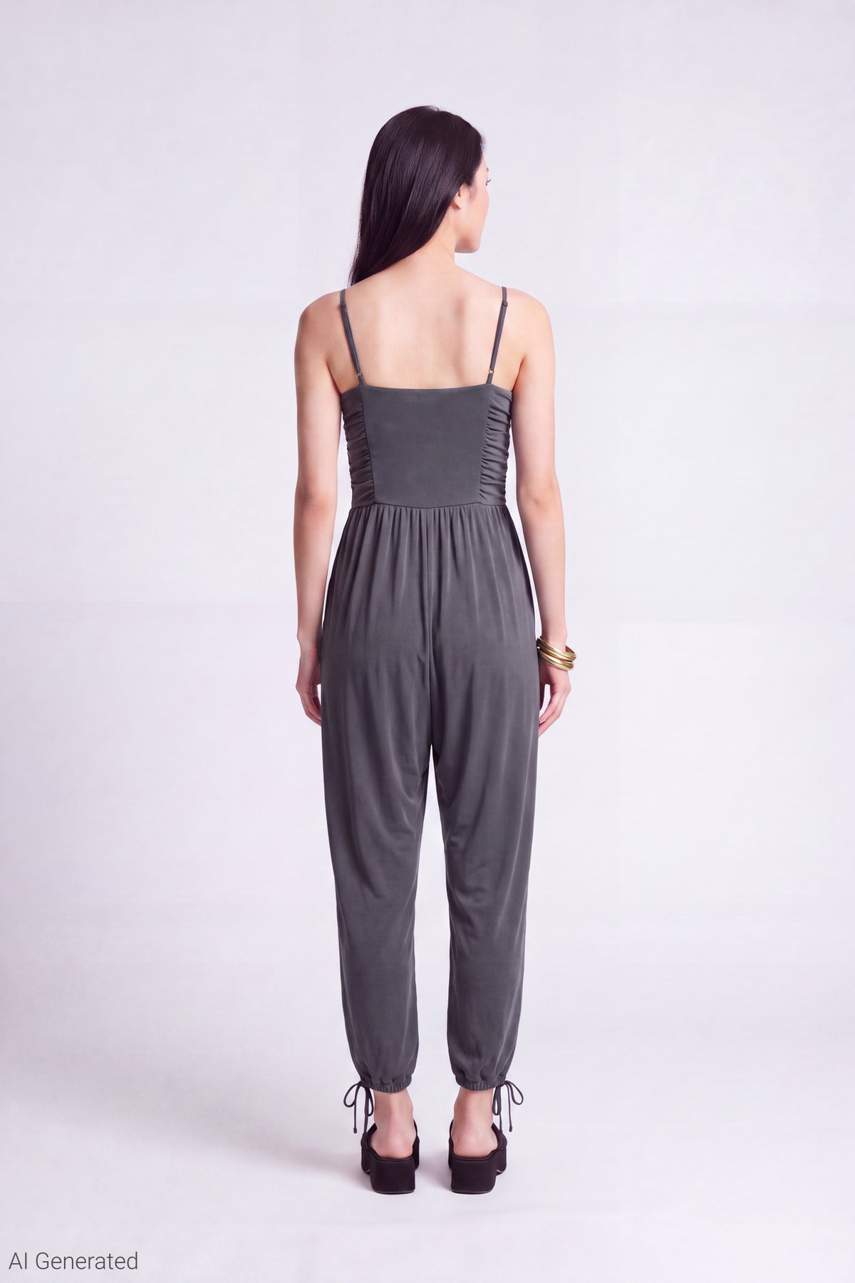 Alt View 2. Ruched Jumpsuit - Charcoal
