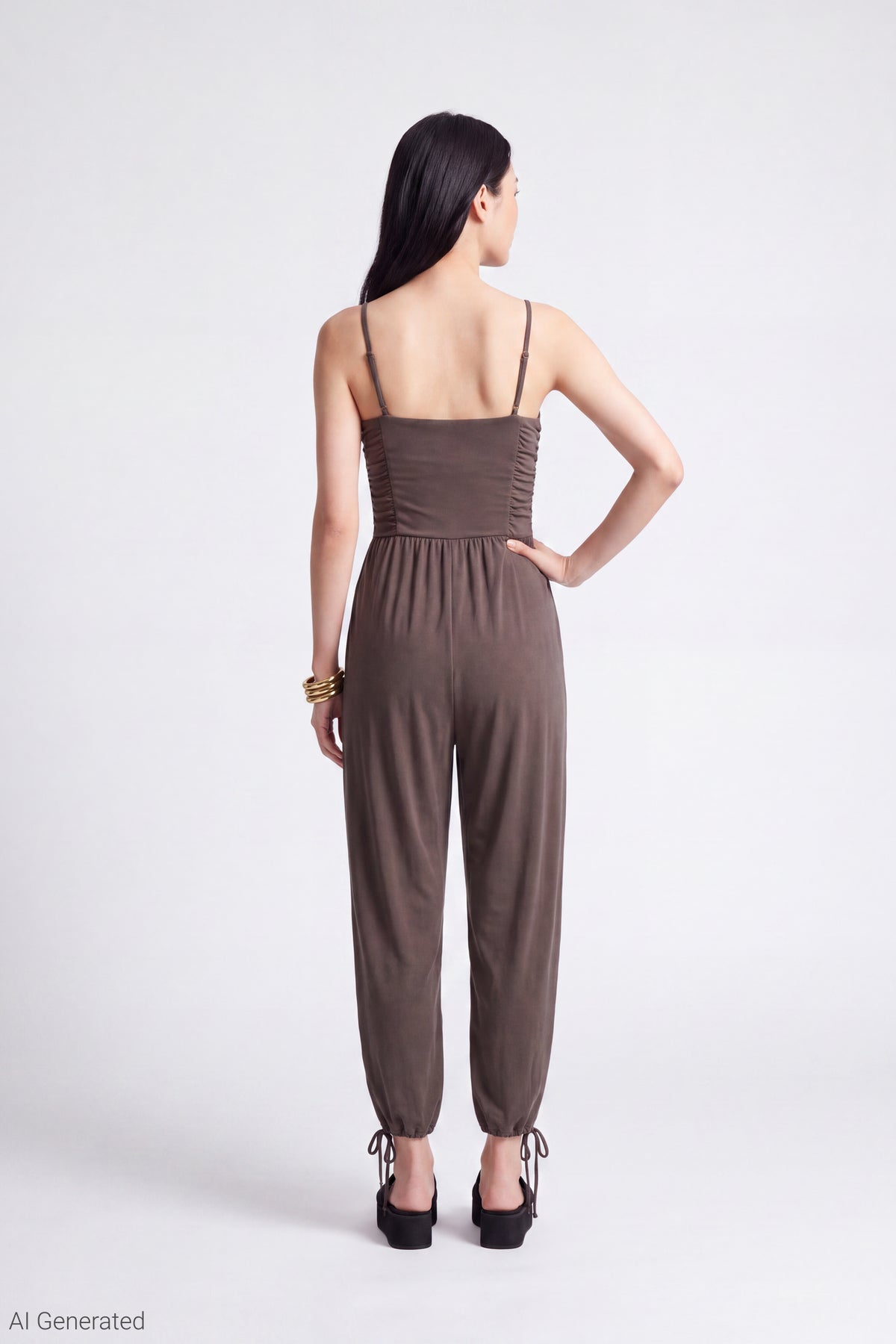 Alt View 2. Ruched Jumpsuit - Brown