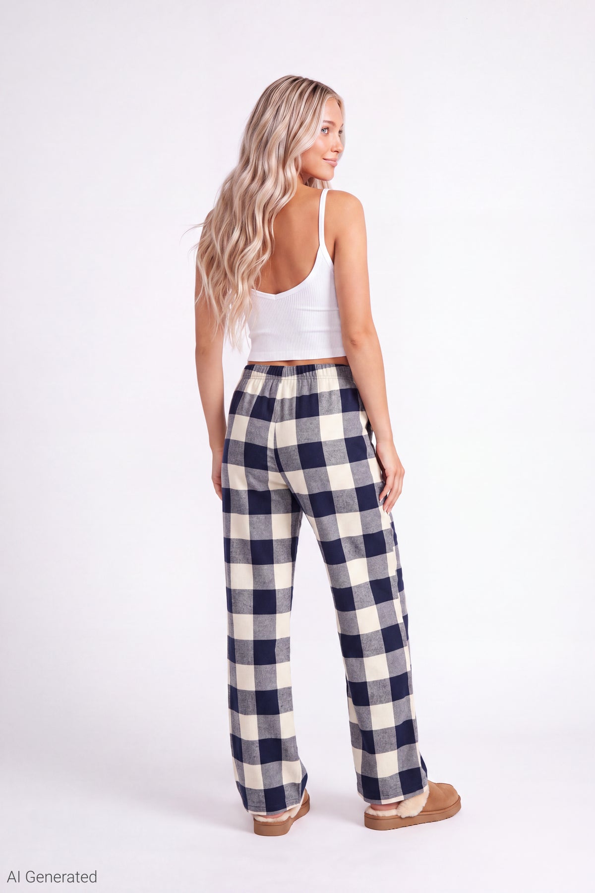 Alt View 2. Plaid Flannel Pajama Pant - Ivory