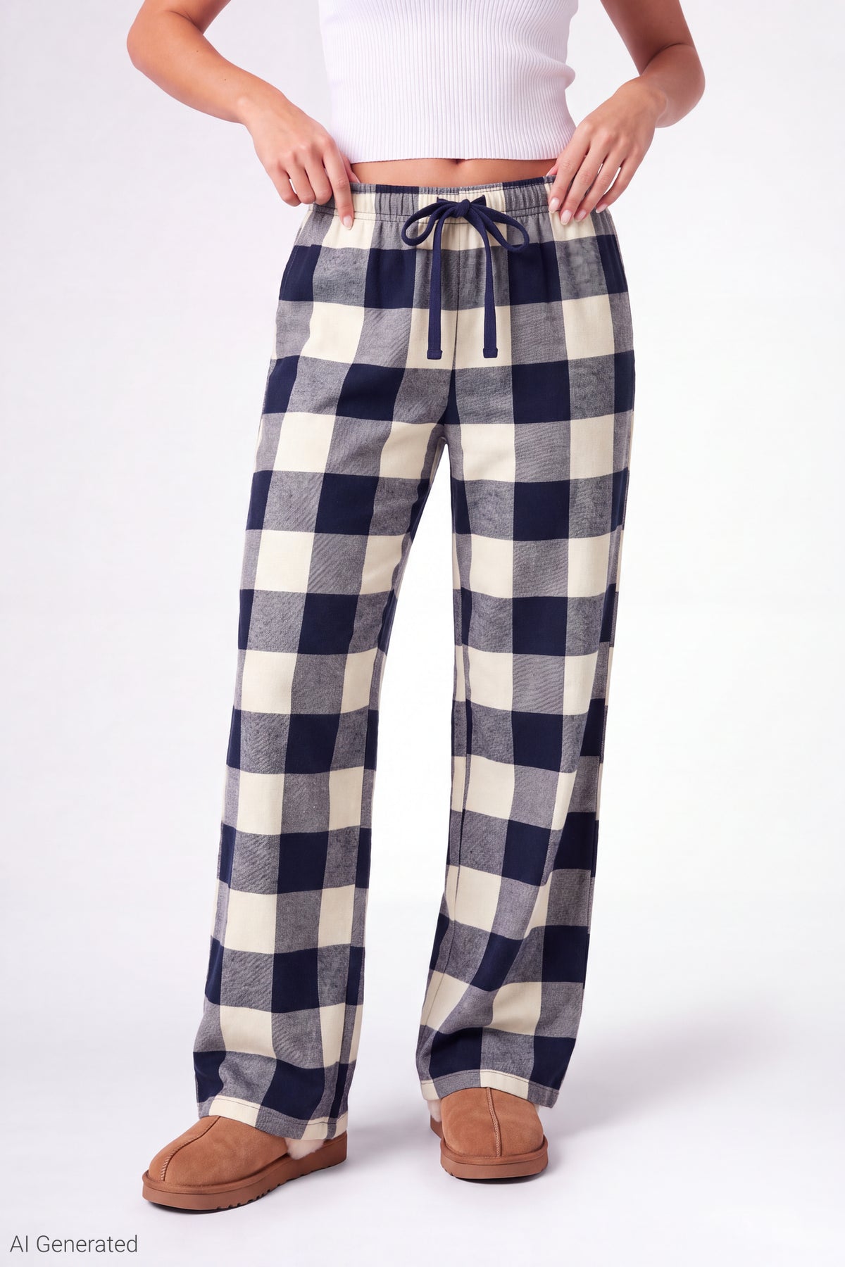 Alt View 3. Plaid Flannel Pajama Pant - Ivory