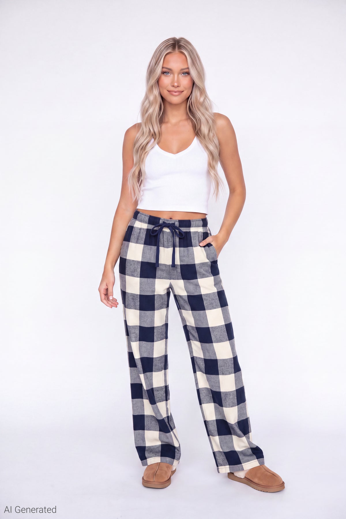 Plaid Flannel Pajama Pant - Ivory