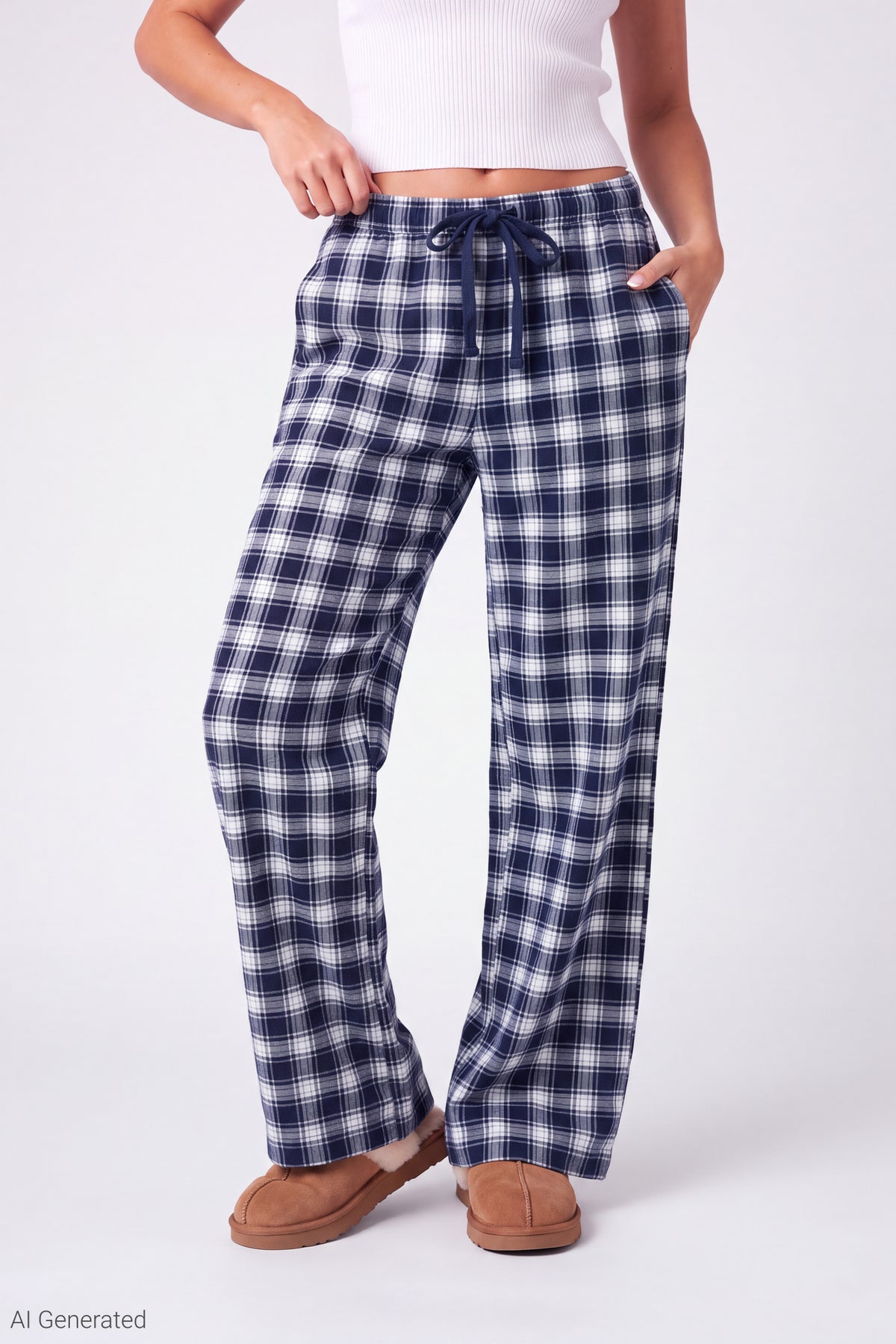 Alt View 3. Plaid Flannel Pajama Pant - Navy