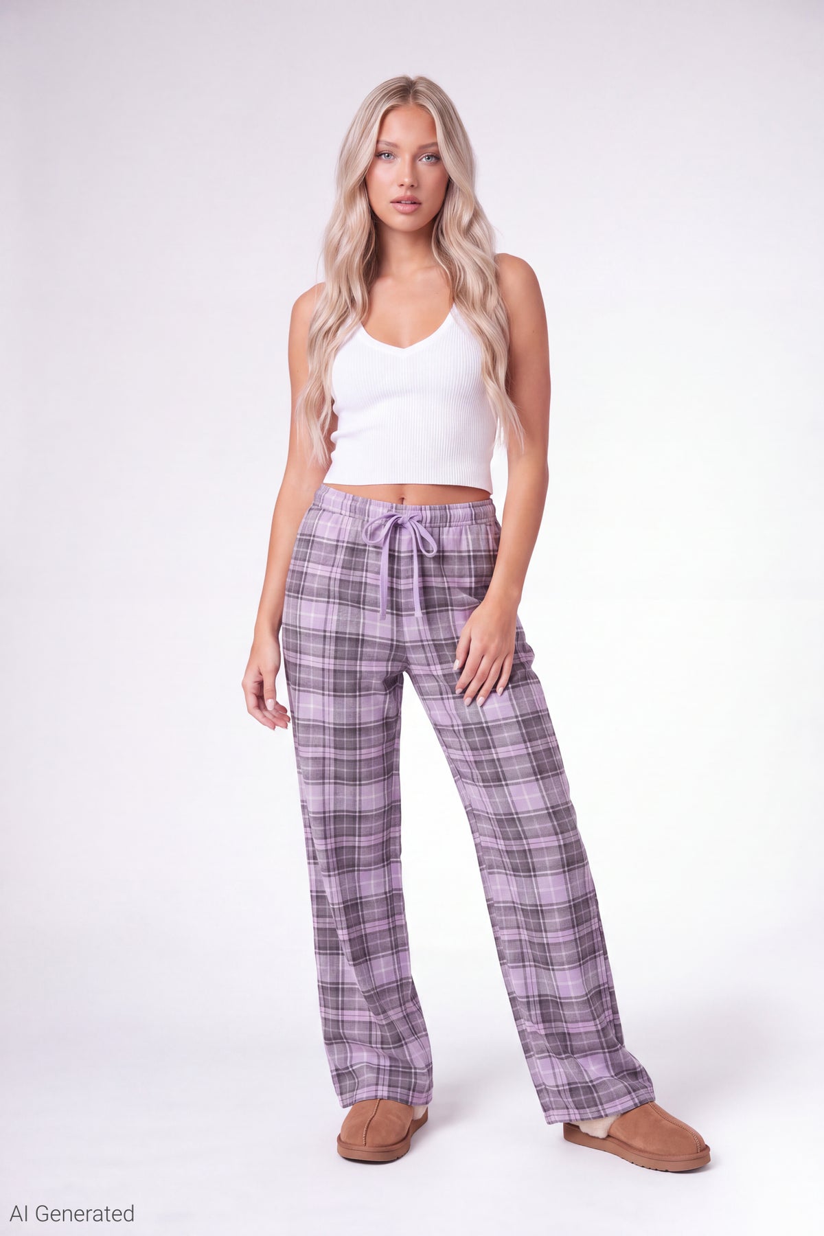 Plaid Flannel Pajama Pant - Lilac