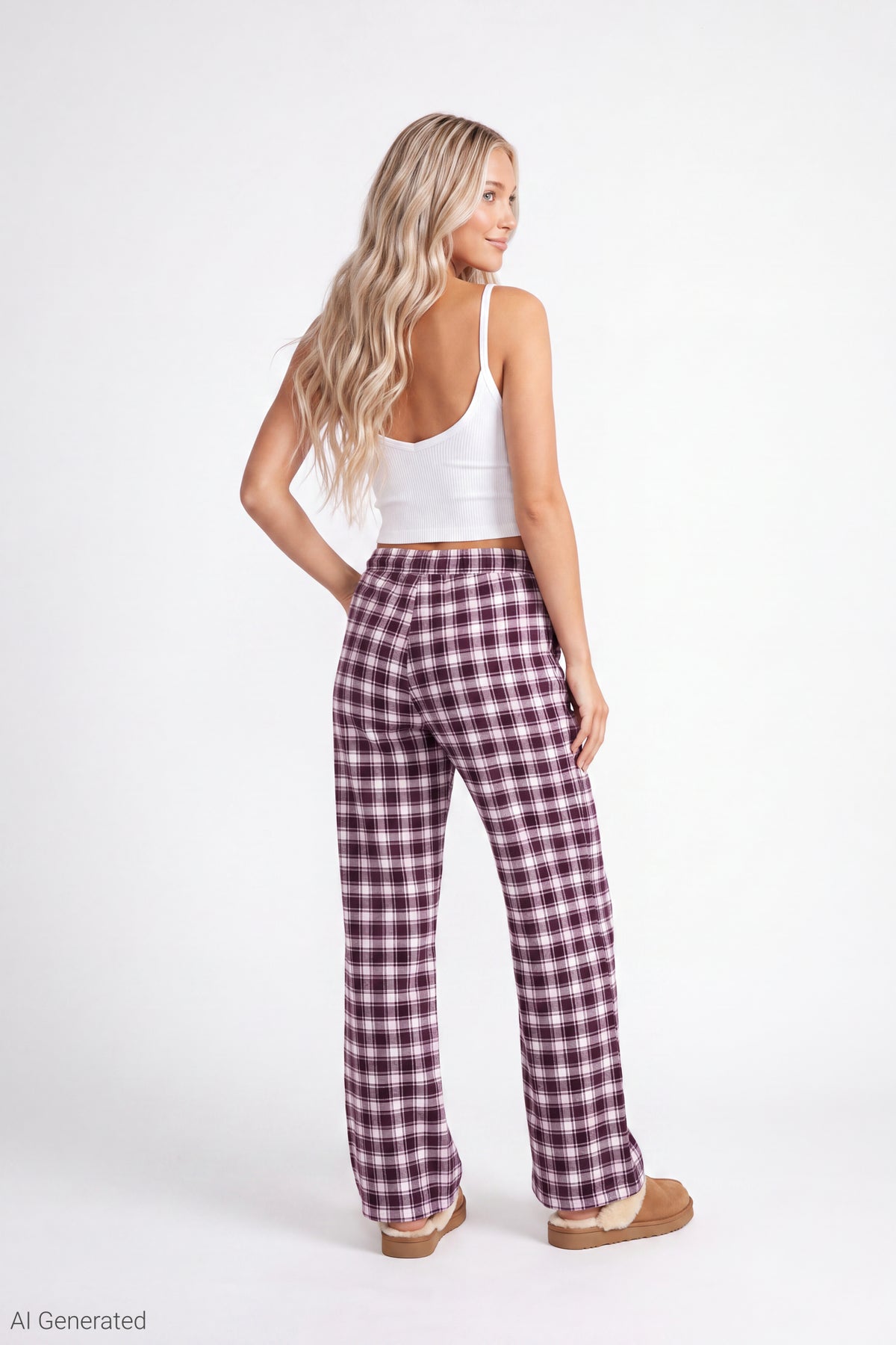 Alt View 2. Plaid Flannel Pajama Pant - Red
