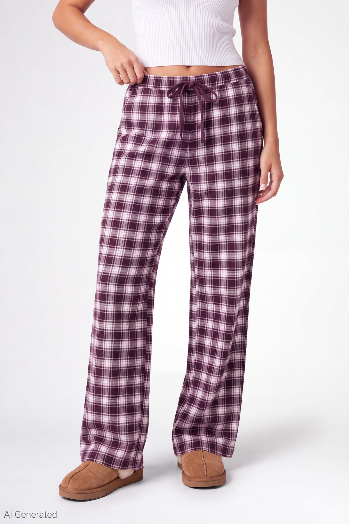 Alt View 3. Plaid Flannel Pajama Pant - Red