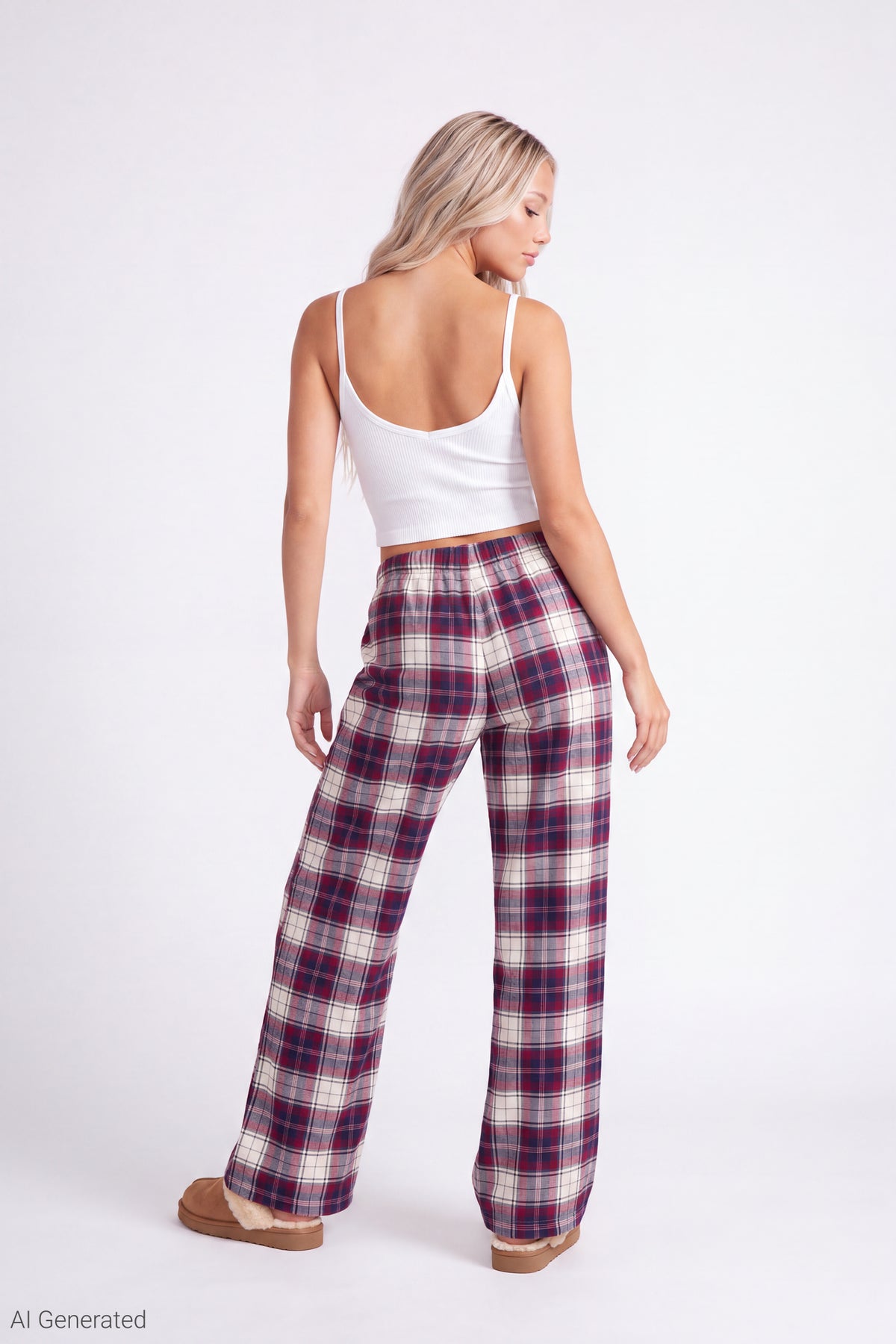 Alt View 2. Plaid Flannel Pajama Pant - Plum