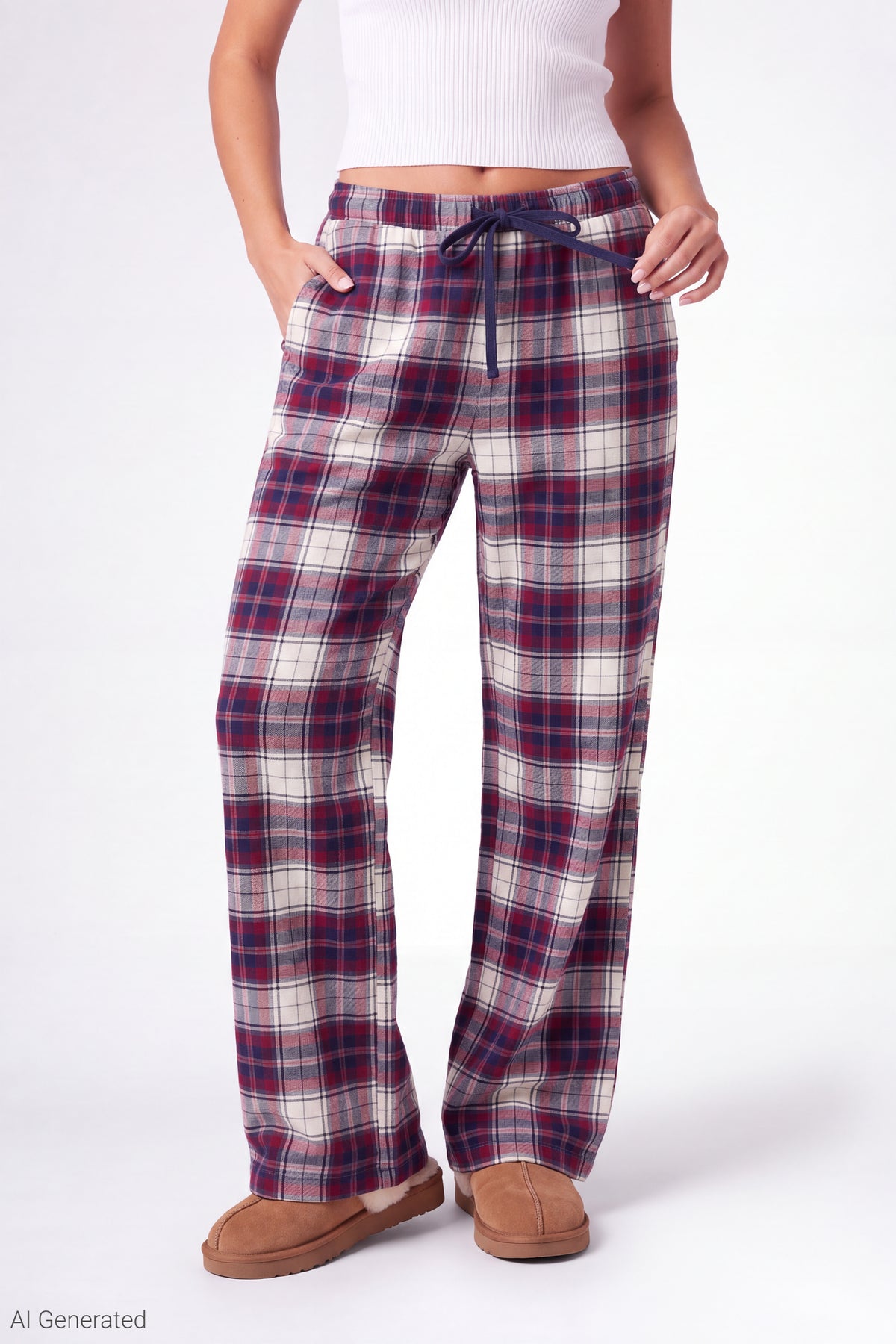 Alt View 3. Plaid Flannel Pajama Pant - Plum
