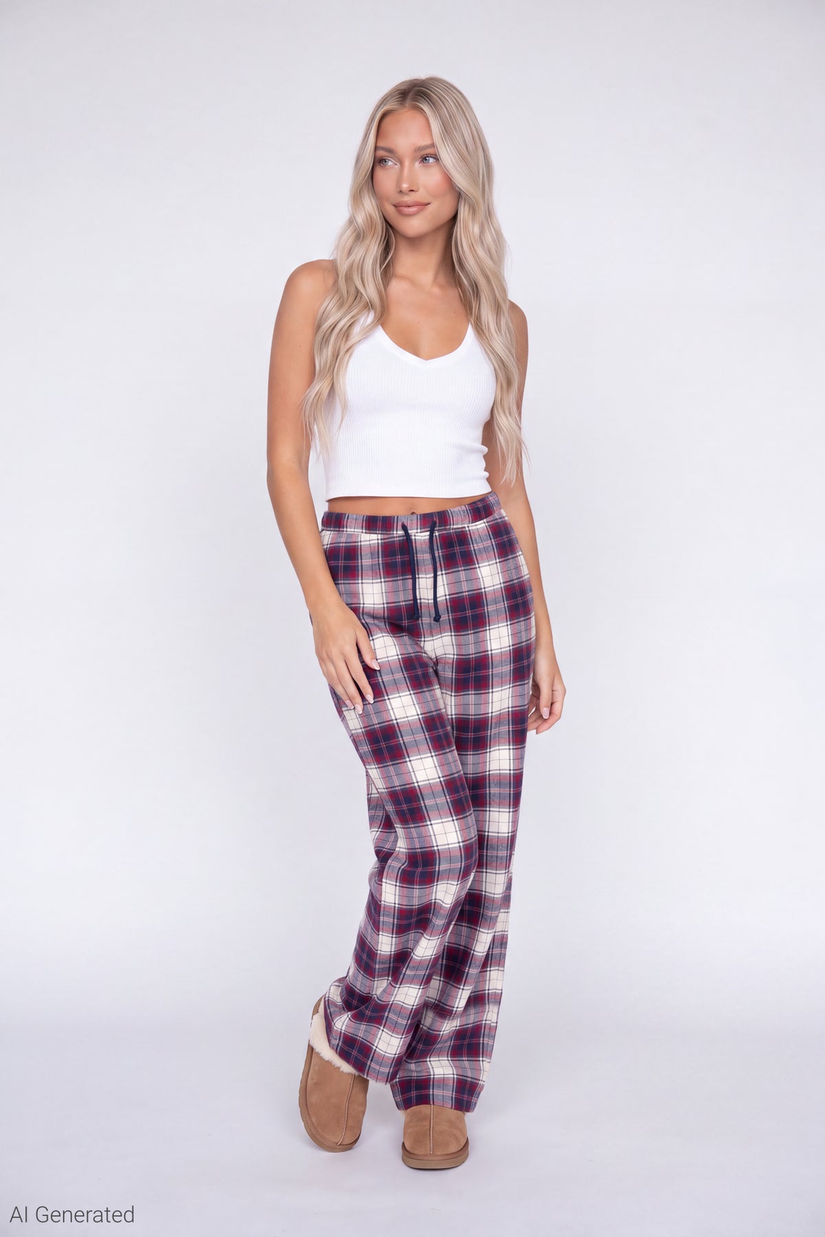 Plaid Flannel Pajama Pant - Plum