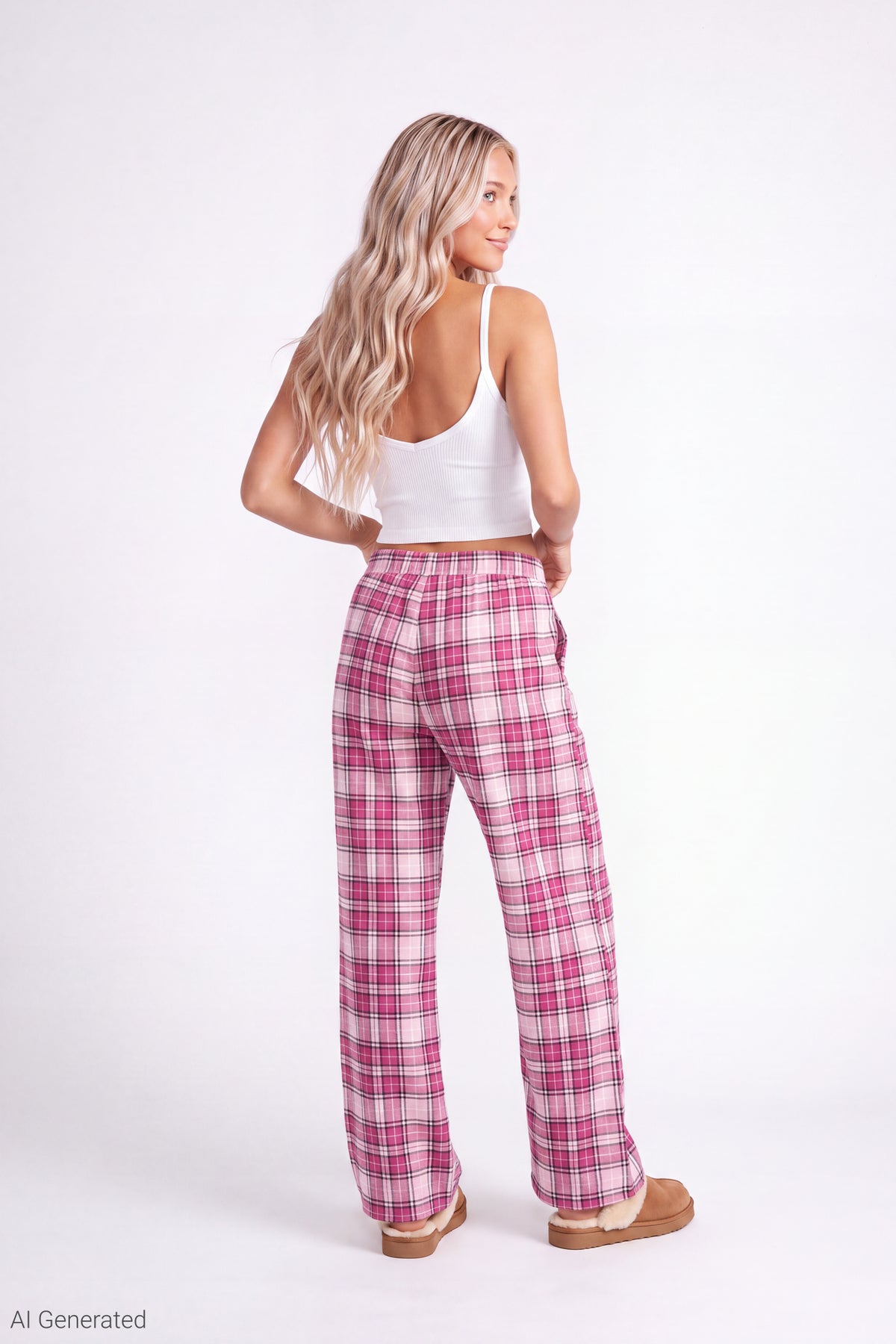 Alt View 2. Plaid Flannel Pajama Pant - Light Pink