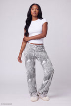 Lace Trim Printed Pajama Pant