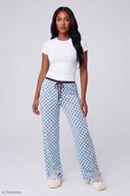 Lace Trim Printed Pajama Pant