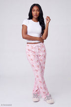 Lace Trim Printed Pajama Pant