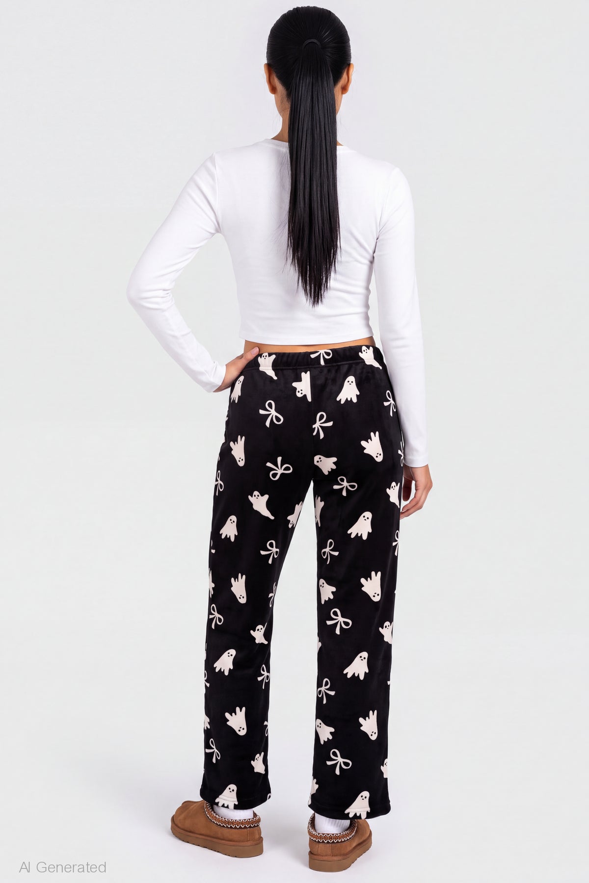 Alt View 2. Halloween Plush Pajama Pant - Black