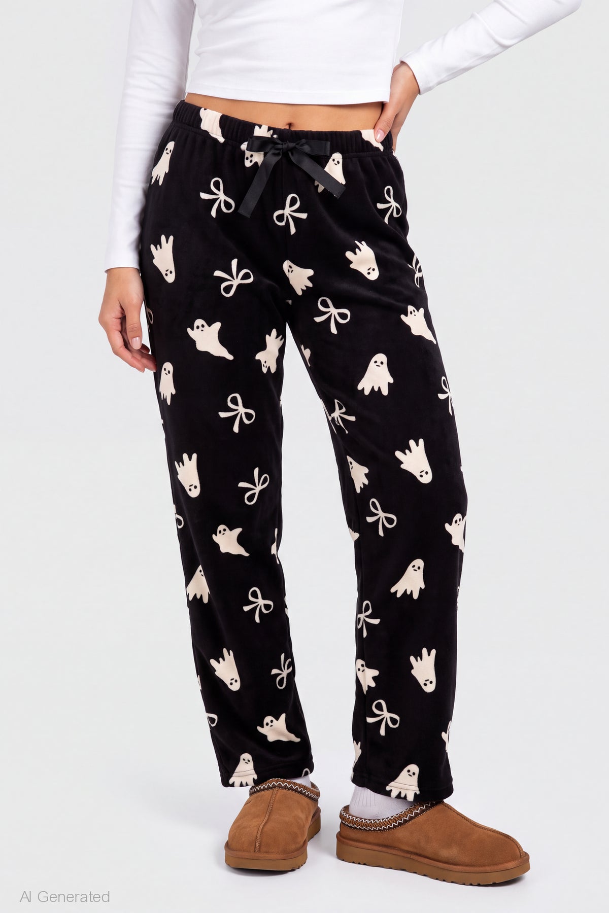 Alt View 3. Halloween Plush Pajama Pant - Black