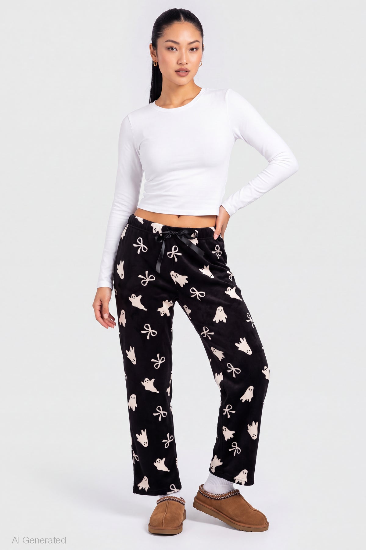 Halloween Plush Pajama Pant - Black