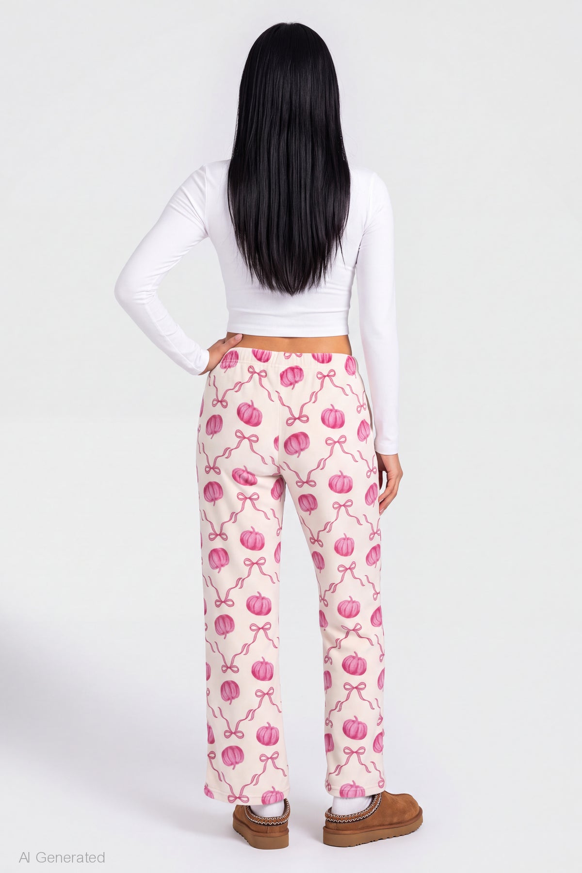 Alt View 2. Halloween Plush Pajama Pant - Cream