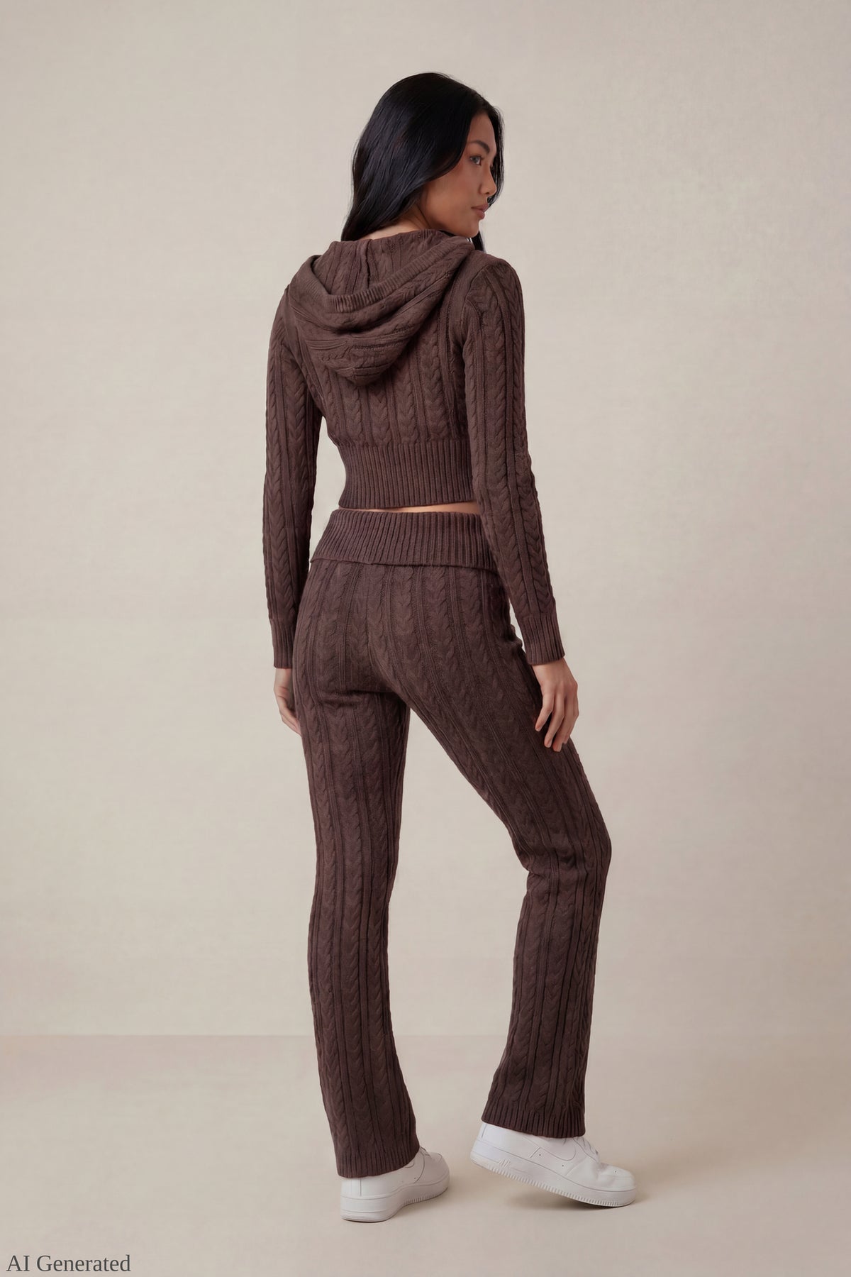 Alt View 3. Cable Knit Flare Pant - Brown