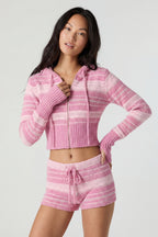 Striped Knit Hoodie & Short Set