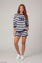 Striped Knit Sweatshirt & Short Set