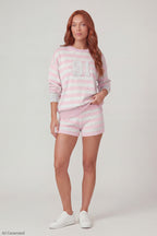 Striped Knit Sweatshirt & Short Set