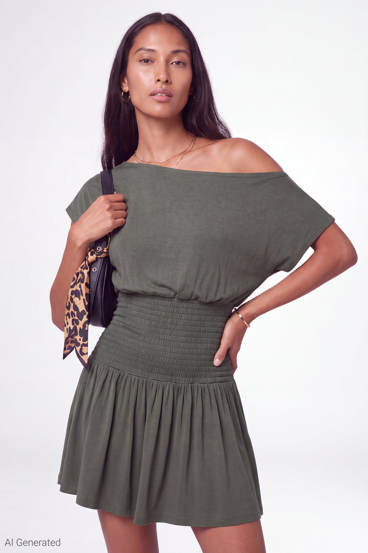 Off Shoulder Smocked Waist Mini Dress – Charlotte Russe