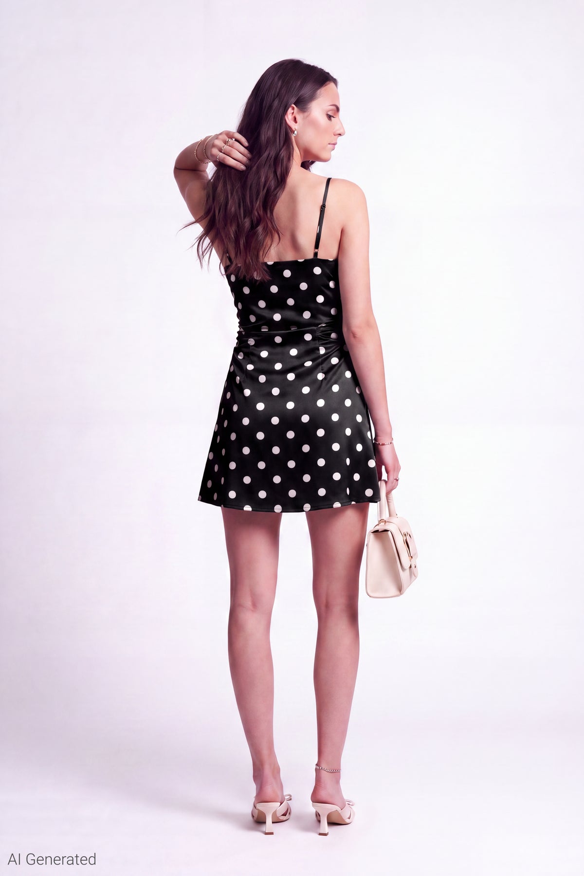 Alt View 3. Polka Dot Mini Dress - Black