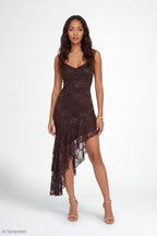 Floral Lace Asymmetrical Midi Dress