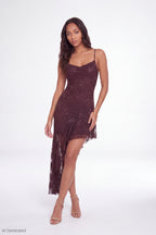 Floral Lace Asymmetrical Midi Dress