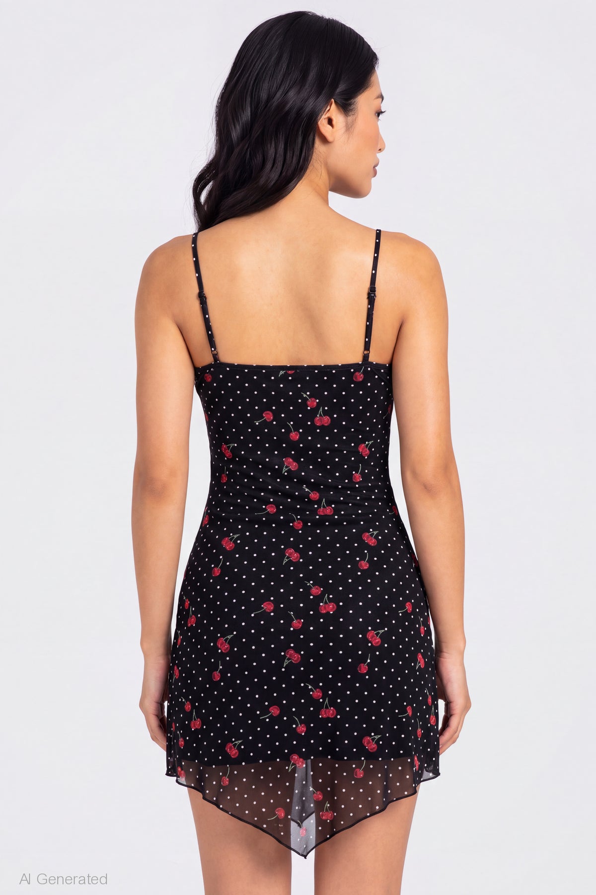 Alt View 2. Mesh Hanky Hem Mini Dress - Black