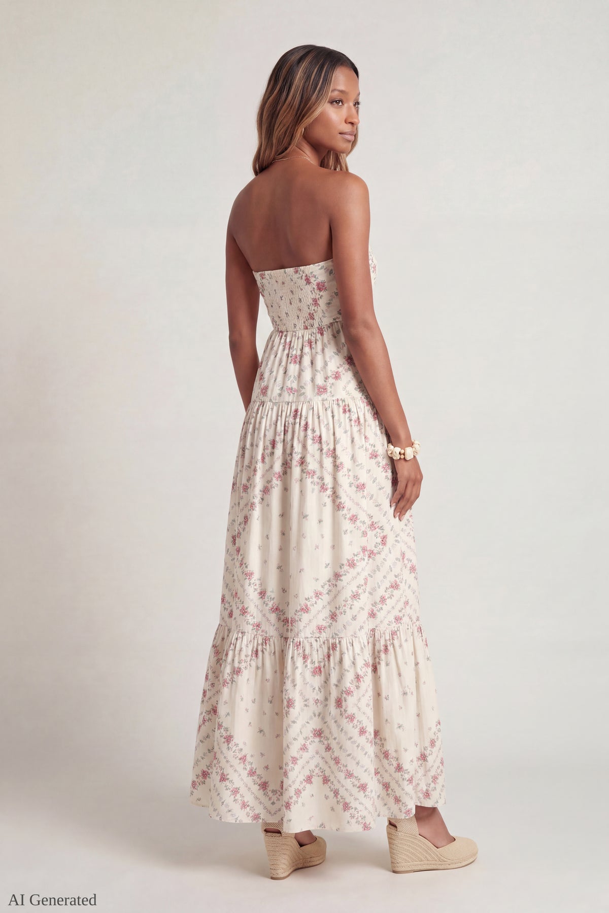 Alt View 2. Sweetheart Strapless Maxi Dress - Cream