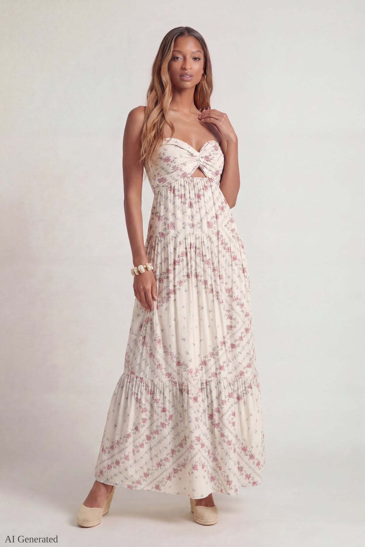 Sweetheart Strapless Maxi Dress - Cream